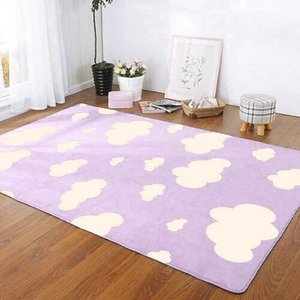 Tapete Infantil Estampa Nuvens Antiderrapante e Antialérgico 1,0 x 1,4 Metros Lilás Casa Dona