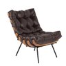 Poltrona com Puff Costela Couro Legítimo Base de Metal Preto - D'Rossi - Marrom - 5