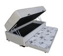 Ver imagem 1 de Cama Box Baú Solteiro Conjugado Espuma com Cama Auxiliar Bicama 3 em 1 - Suede Bege