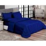 Edredom Queen Azul Marino + Jogo de Lençol 06 peças Aconchego Dupla Face Casa Dona - 1