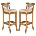 Ver imagem 1 de Kit 2 Banquetas Alta com Encosto 36 x 100 Cm Valencia Madeira Maciça Imbuia Linho Bege M58 - RMI