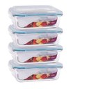 Ver imagem 1 de Kit 4 Potes De Vidro Retangular Com Tampa Hermética 1040Ml
