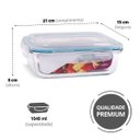 Ver imagem 6 de Kit 4 Potes De Vidro Retangular Com Tampa Hermética 1040Ml