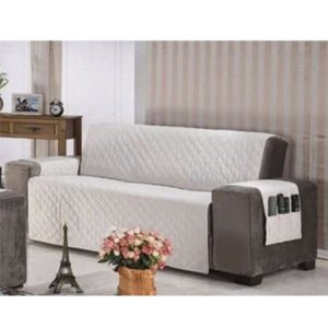 Capa Protetor Para Sofá 3 Lugares Corta Água Impermeável com Porta Controle Branco Casa Dona