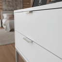 Ver imagem 2 de Mesa de Cabeceira Branca 50cm Estrutura Metálica - Montada