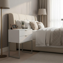 Ver imagem 1 de Mesa de Cabeceira Branca 50cm Estrutura Metálica - Montada