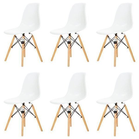 Kit 6 Cadeiras Charles Eames Eiffel Dsw - Branca - Kza Bela Branca