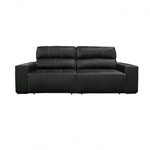 Sofá Retrátil e Reclinável de Couro Atami 2,30 M Preto Pigmentado - Mempra Design
