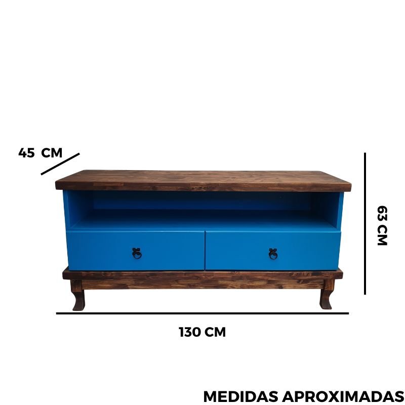Rack para Tv de Madeira com 2 Gavetas:azul - 5
