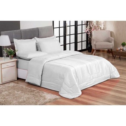 Edredom Queen Branco Aconchego Dupla Face 2,4 x 2,1 Metros Casa Dona