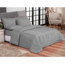 Ver imagem 1 de Edredom Queen Cinza + Jogo de Lençol 06 peças Aconchego Dupla Face Casa Dona