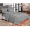 Edredom Queen Cinza + Jogo de Lençol 06 peças Aconchego Dupla Face Casa Dona - 1