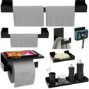 Ver imagem 2 de Kit de Acessórios para Banheiro Adesivo 7 Pcs Preto F.elg