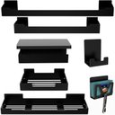 Ver imagem 1 de Kit de Acessórios para Banheiro Adesivo 7 Pcs Preto F.elg