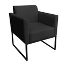 Ver imagem 2 de Kit 01 Namoradeira e 01 Poltrona Marisa Suede Base Industrial Metálica Preto D'Rossi - Preto