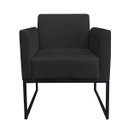 Ver imagem 3 de Kit 01 Namoradeira e 01 Poltrona Marisa Suede Base Industrial Metálica Preto D'Rossi - Preto