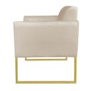 Ver imagem 6 de Kit 01 Namoradeira e 01 Poltrona Marisa Suede Base Industrial Metálica Dourado D'Rossi - Bege
