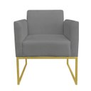 Ver imagem 3 de Kit 01 Namoradeira e 01 Poltrona Marisa Suede Base Industrial Metálica Dourado D'Rossi - Grafite