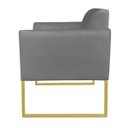 Ver imagem 6 de Kit 01 Namoradeira e 01 Poltrona Marisa Suede Base Industrial Metálica Dourado D'Rossi - Grafite