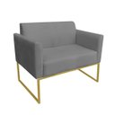 Ver imagem 4 de Kit 01 Namoradeira e 01 Poltrona Marisa Suede Base Industrial Metálica Dourado D'Rossi - Grafite