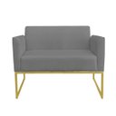 Ver imagem 5 de Kit 01 Namoradeira e 01 Poltrona Marisa Suede Base Industrial Metálica Dourado D'Rossi - Grafite