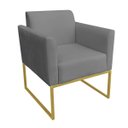 Ver imagem 2 de Kit 01 Namoradeira e 01 Poltrona Marisa Suede Base Industrial Metálica Dourado D'Rossi - Grafite