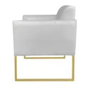 Ver imagem 5 de Kit 01 Namoradeira e 01 Poltrona Marisa Suede Base Industrial Metálica Dourado D'Rossi - Cinza