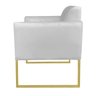 Kit 01 Namoradeira e 01 Poltrona Marisa Suede Base Industrial Metálica Dourado D'Rossi - Cinza - 5