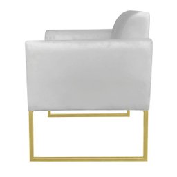 Kit 01 Namoradeira e 01 Poltrona Marisa Suede Base Industrial Metálica Dourado D'Rossi - Cinza - 5 Kit 01 Namoradeira e 01 Poltrona Marisa Suede Base Industrial Metálica Dourado D'Rossi - Cinza - 5