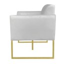 Ver mais imagens de Kit 01 Namoradeira e 01 Poltrona Marisa Suede Base Industrial Metálica Dourado D'Rossi - Cinza