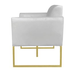 Kit 01 Namoradeira e 01 Poltrona Marisa Suede Base Industrial Metálica Dourado D'Rossi - Cinza - 8 Kit 01 Namoradeira e 01 Poltrona Marisa Suede Base Industrial Metálica Dourado D'Rossi - Cinza - 8