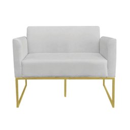 Kit 01 Namoradeira e 01 Poltrona Marisa Suede Base Industrial Metálica Dourado D'Rossi - Cinza - 6 Kit 01 Namoradeira e 01 Poltrona Marisa Suede Base Industrial Metálica Dourado D'Rossi - Cinza - 6