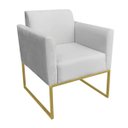 Ver imagem 4 de Kit 01 Namoradeira e 01 Poltrona Marisa Suede Base Industrial Metálica Dourado D'Rossi - Cinza