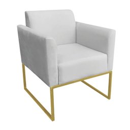 Kit 01 Namoradeira e 01 Poltrona Marisa Suede Base Industrial Metálica Dourado D'Rossi - Cinza - 4 Kit 01 Namoradeira e 01 Poltrona Marisa Suede Base Industrial Metálica Dourado D'Rossi - Cinza - 4