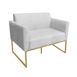 Kit 01 Namoradeira e 01 Poltrona Marisa Suede Base Industrial Metálica Dourado D'Rossi - Cinza - 7 Kit 01 Namoradeira e 01 Poltrona Marisa Suede Base Industrial Metálica Dourado D'Rossi - Cinza - 7