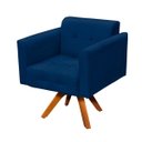 Ver imagem 2 de Poltrona Giratória Elisa Suede Base Madeira MM30 D'Rossi - Azul Marinho