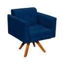 Ver imagem 1 de Poltrona Giratória Elisa Suede Base Madeira MM30 D'Rossi - Azul Marinho