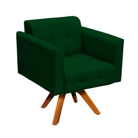 Poltrona Giratória Elisa Suede Base Madeira MM30 D'Rossi - Verde