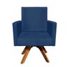Poltrona Giratória Nina Suede Base Madeira MM30 D'Rossi - Azul Marinho - 2