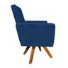 Poltrona Giratória Nina Suede Base Madeira MM30 D'Rossi - Azul Marinho - 3