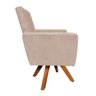 Poltrona Giratória Nina Suede Base Madeira MM30 D'Rossi - Bege - 3