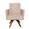 Poltrona Giratória Nina Suede Base Madeira MM30 D'Rossi - Bege - 2
