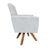 Poltrona Giratória Nina Suede Base Madeira MM30 D'Rossi - Cinza - 3