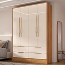Ver imagem 1 de Guarda-Roupa Casal 4 Portas 4 Gavetas 218cm Domo Cinamon/Off White