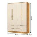 Ver imagem 3 de Guarda-Roupa Casal 4 Portas 4 Gavetas 218cm Domo Cinamon/Off White