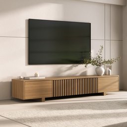 Rack para Tv até 75 Polegadas 180cm Portas Ripadas Aruá CabeCasa MadeiraOriginals - 2