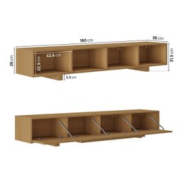 Rack para Tv até 75 Polegadas 180cm Portas Ripadas Aruá CabeCasa MadeiraOriginals - 4