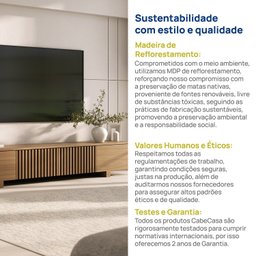 Rack para Tv até 75 Polegadas 180cm Portas Ripadas Aruá CabeCasa MadeiraOriginals - 9