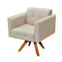 Ver imagem 5 de Kit 01 Namoradeira e 01 Poltrona Giratória Elisa Suede Base Madeira MM30 D'Rossi - Bege