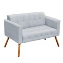 Ver imagem 2 de Kit 01 Namoradeira e 01 Poltrona Giratória Elisa Suede Base Madeira MM30 D'Rossi - Cinza